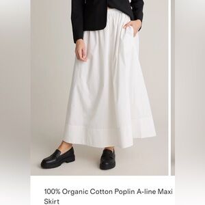 Quince Organic Cotton Poplin A-Line Maxi Skirt — White